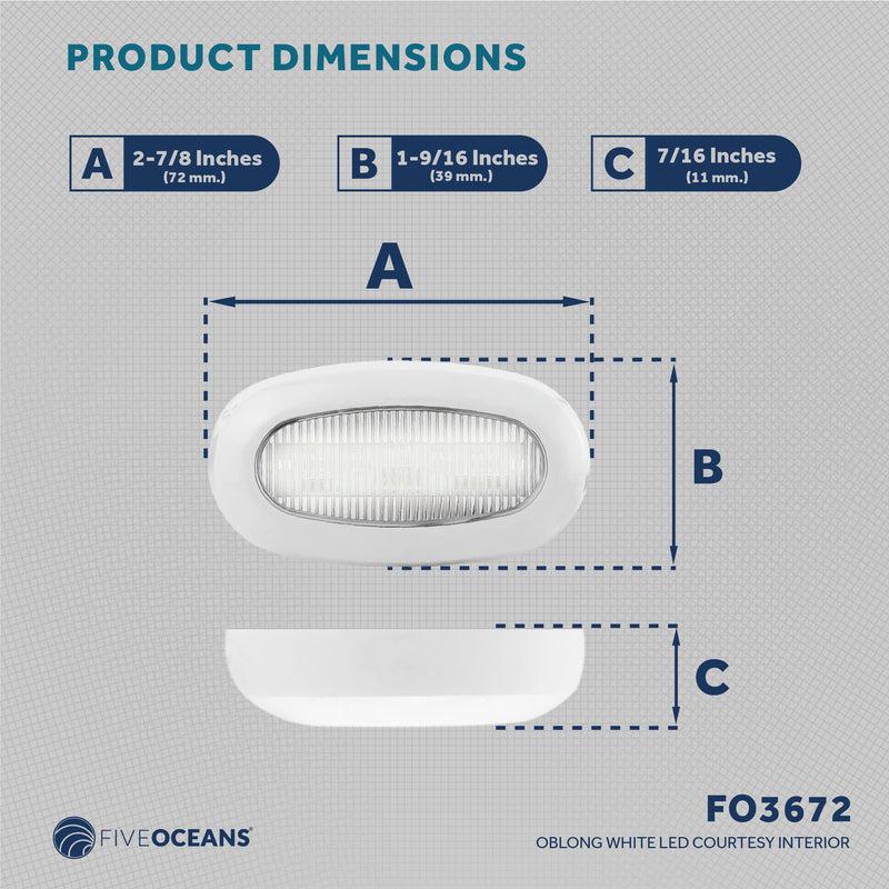 LED Courtesy Accent Light, White Oblong, Cool White - Five Oceans | Canadian Marine & Outdoor Equipment