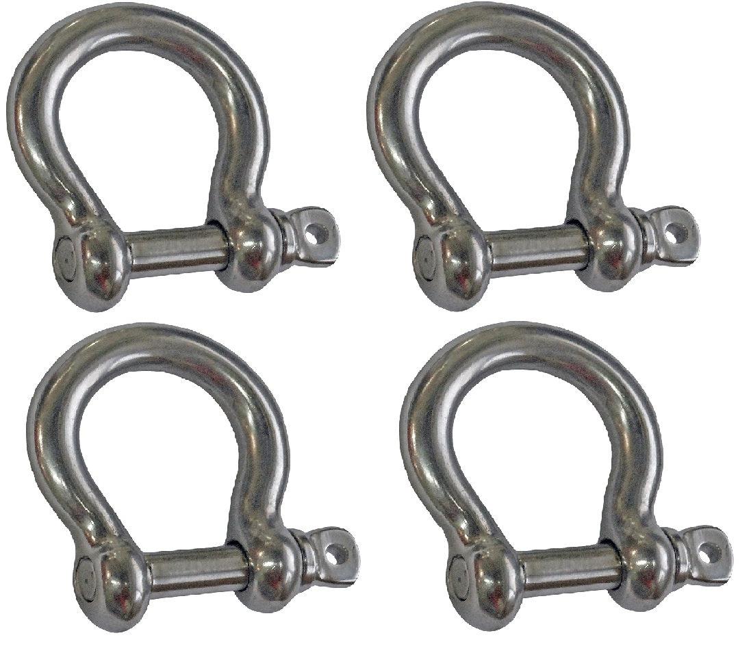SET of 4 -Screw Pin Anchor Bow Shackle 1/4", Stainless Steel-Canadian Marine &amp; Outdoor Equipment