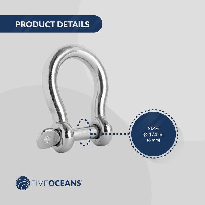 Screw Pin Anchor Bow Shackle 1/4", Stainless Steel-Canadian Marine &amp; Outdoor Equipment