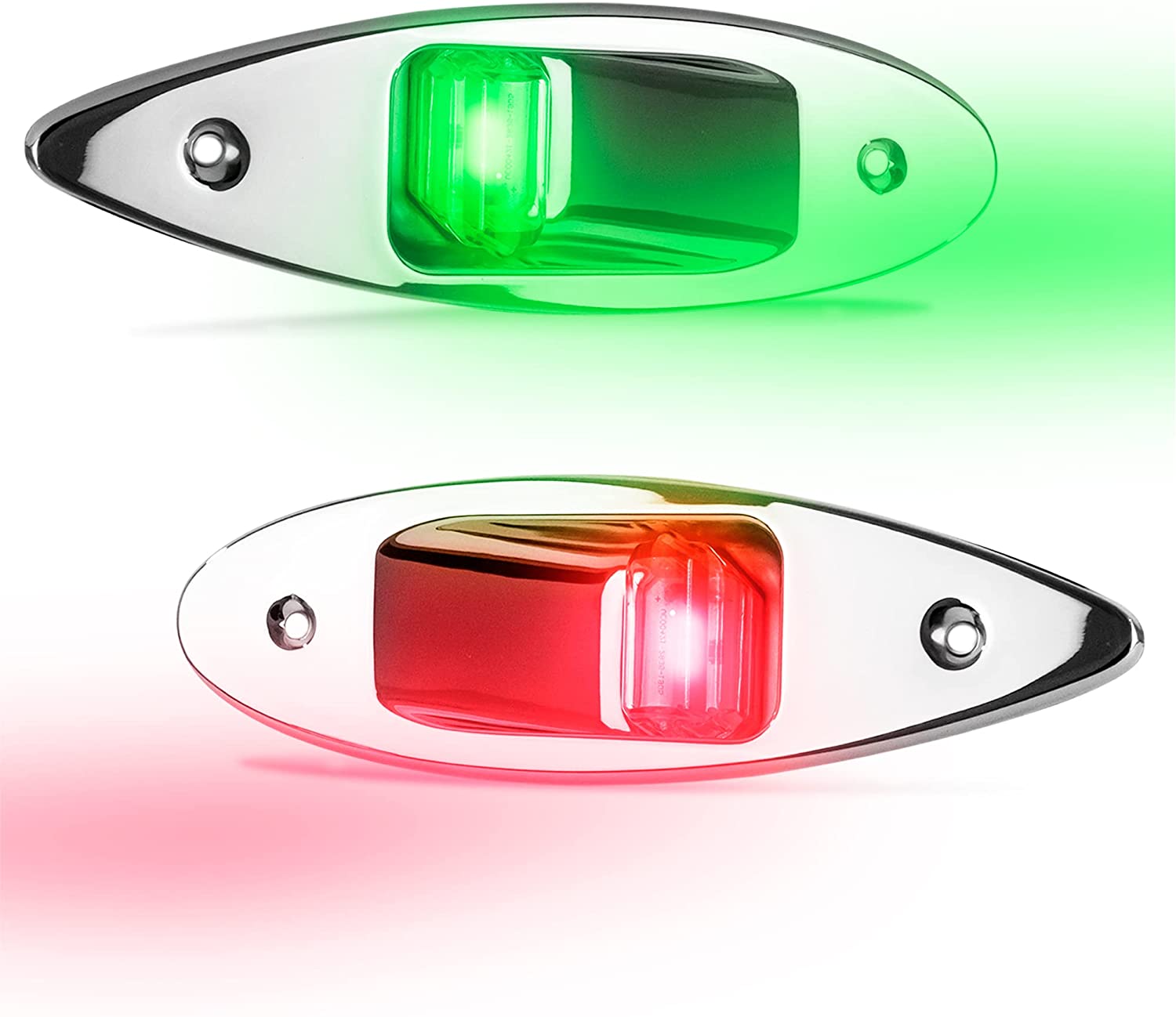 Vertical Mount LED Navigation Side Lights, Starboard (Green) and Port (Red), AISI304 Stainless Steel, 12 Volts, Visibility 2 NM-Canadian Marine &amp; Outdoor Equipment
