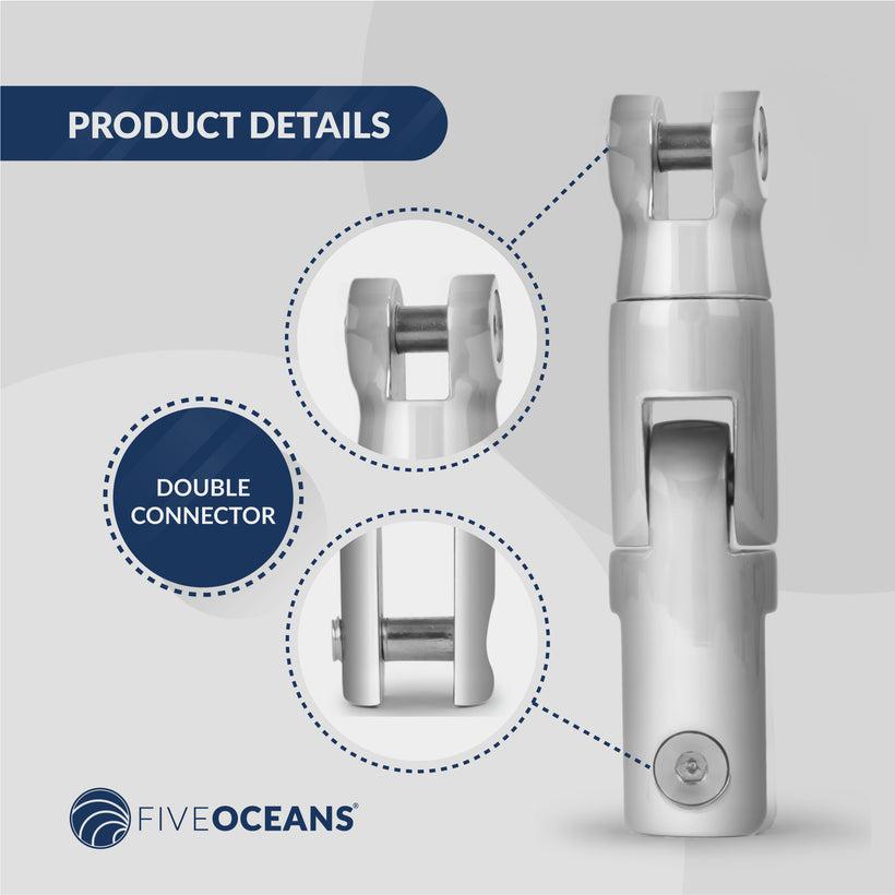 Multi-directional Anchor Double Swivel Connector, Up to 1/2 in. Chain, AISI316 Stainless Steel - Five Oceans-Canadian Marine &amp; Outdoor Equipment