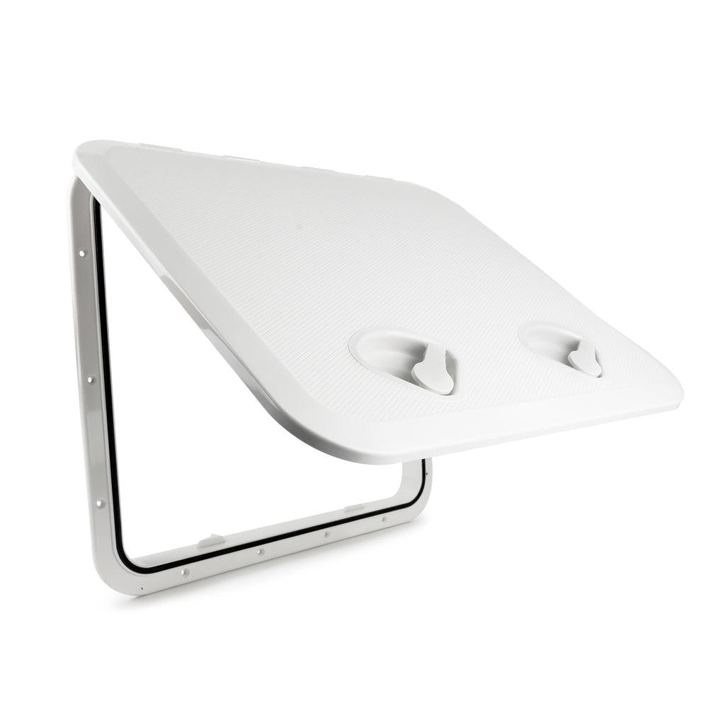 Premier Series Marine Deck Access Hatch with Recessed Handle, 20-3/8 in x 18-1/16 in, Off-White, UV-Resistant ABS Plastic, Water-Tight-Canadian Marine &amp; Outdoor Equipment