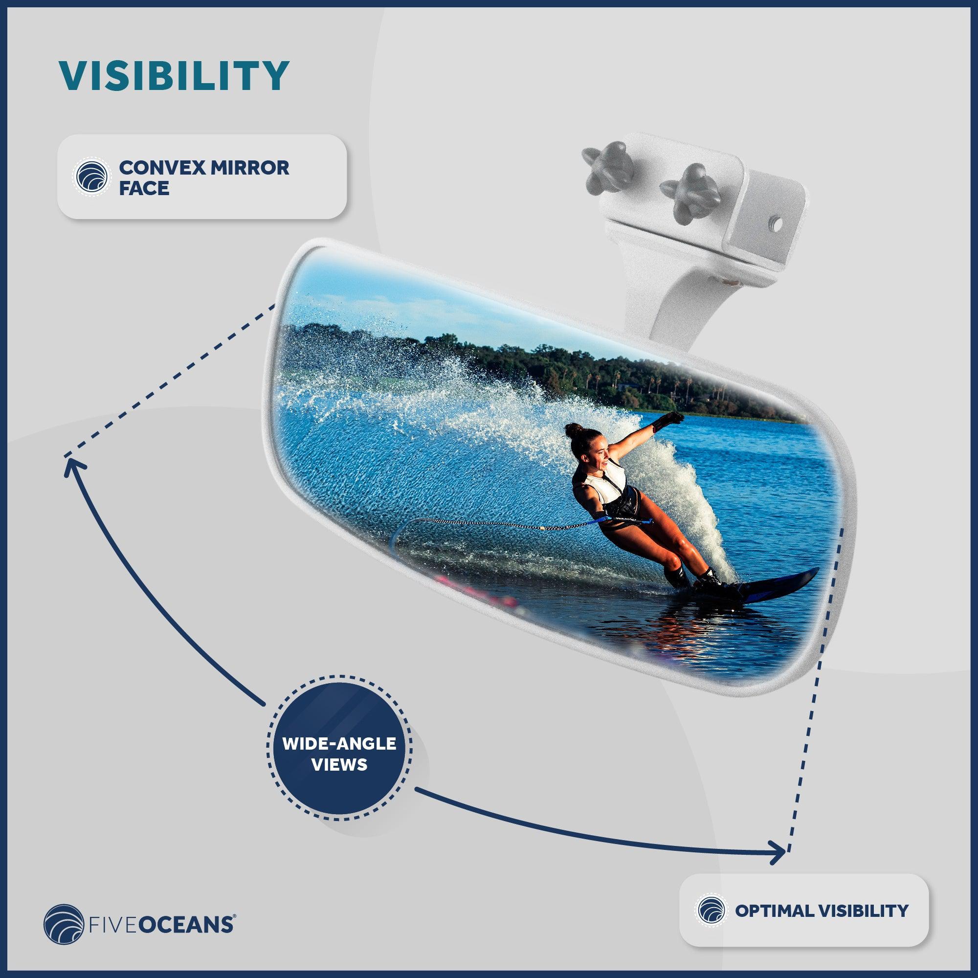 Universal White Adjustable Safety Rear-View Mirror for Boats-Canadian Marine &amp; Outdoor Equipment