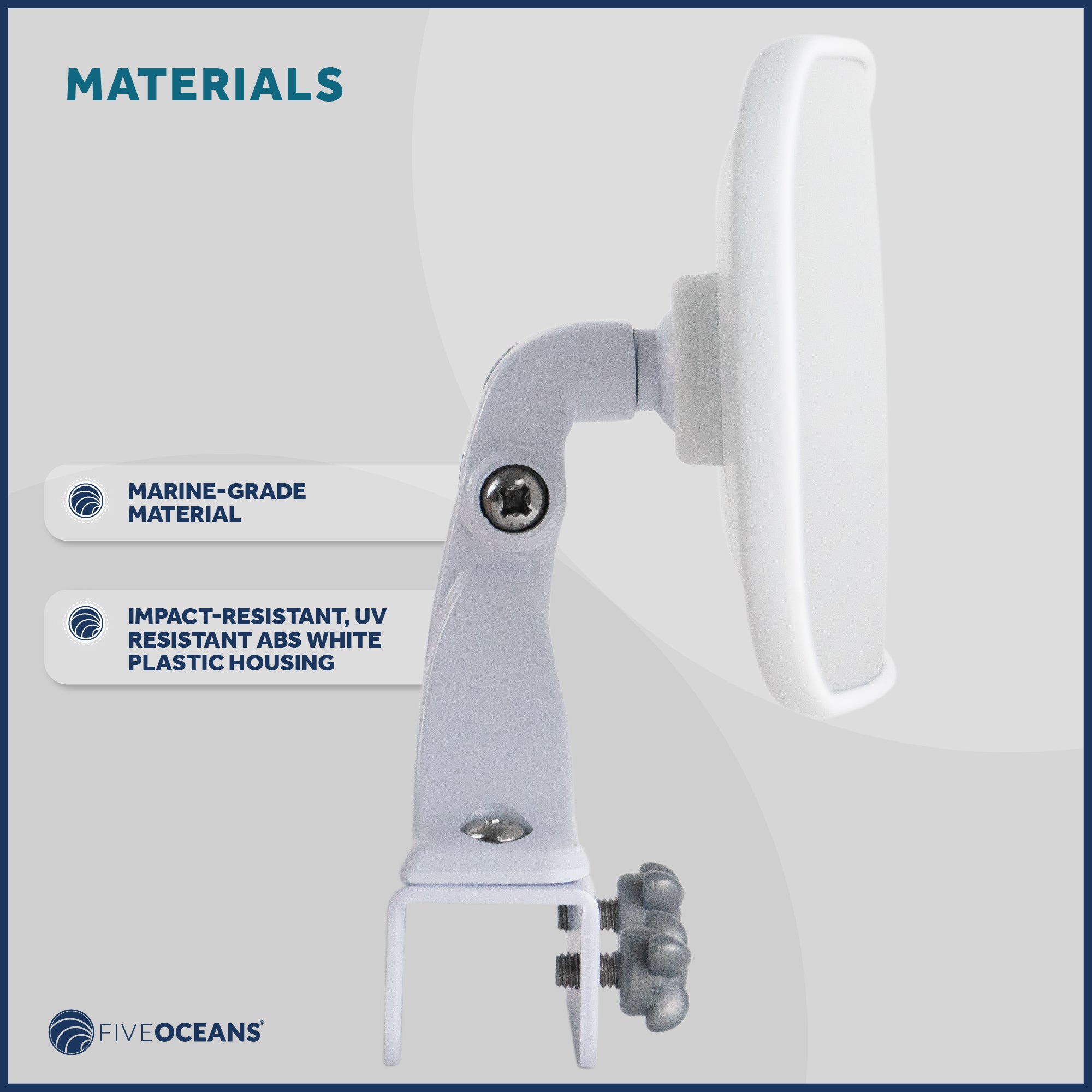 Universal White Adjustable Safety Rear-View Mirror for Boats-Canadian Marine &amp; Outdoor Equipment