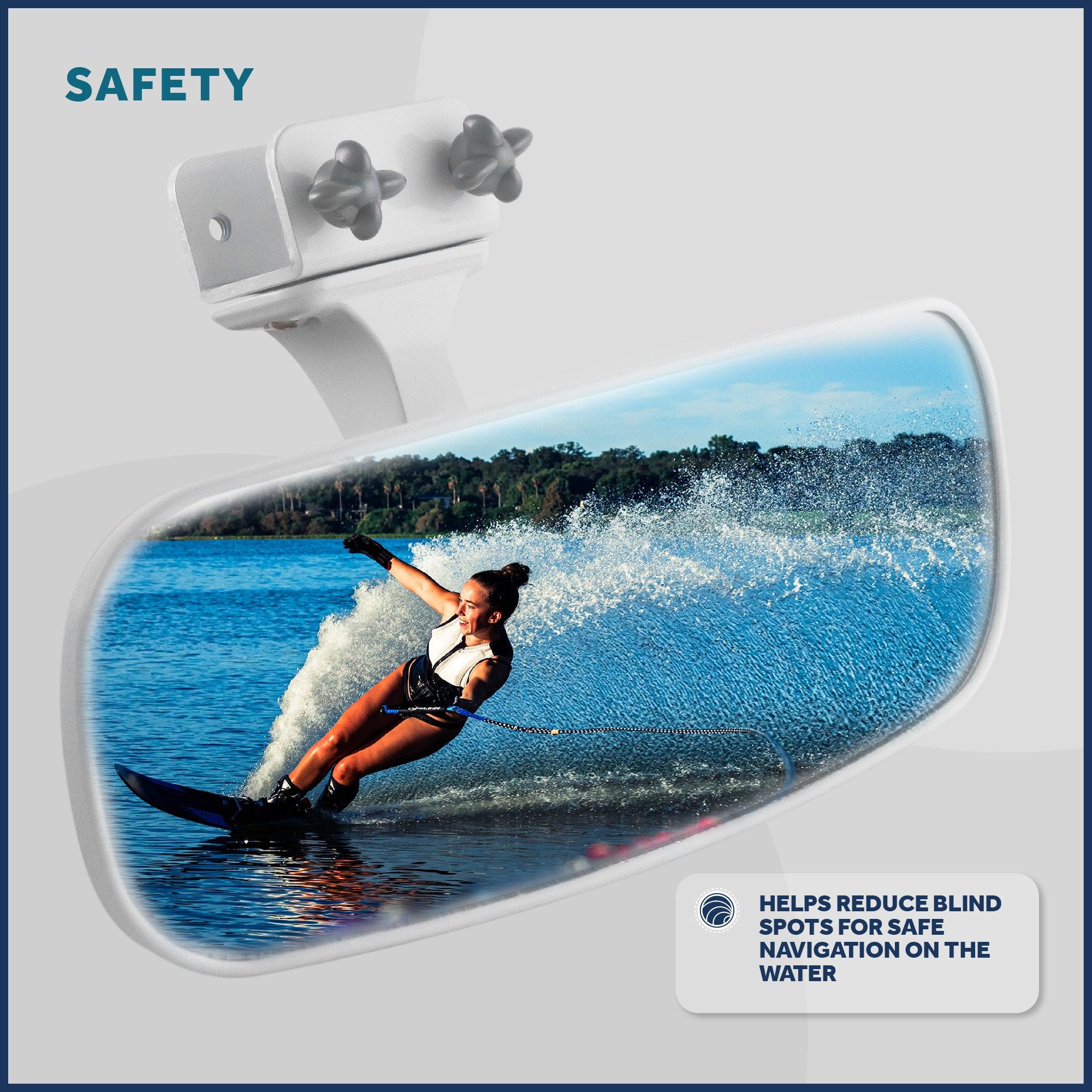 Universal White Adjustable Safety Rear-View Mirror for Boats-Canadian Marine &amp; Outdoor Equipment