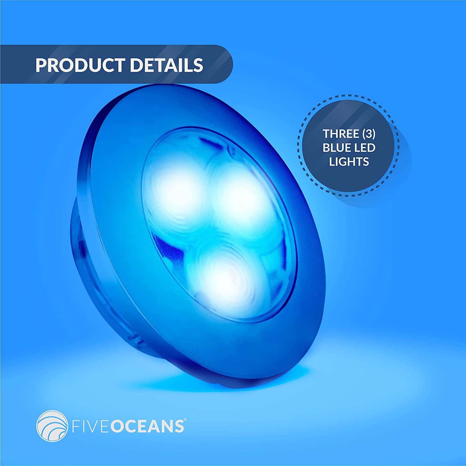 4-Pack: Round Blue LED Flush Mount Ceiling Light, ABS Plastic with AISI304 Stainless Steel Rim, 12-24 volts, Marine, Boat, RV, Motorhome-Canadian Marine &amp; Outdoor Equipment
