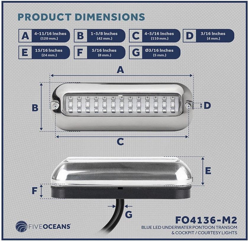 Blue 27LED 50W Underwater Boat Marine Transom Lights 316 Stainless Steel  Pontoon Transom Lights Boat Deck Light Stern Lights Fishing Night Light