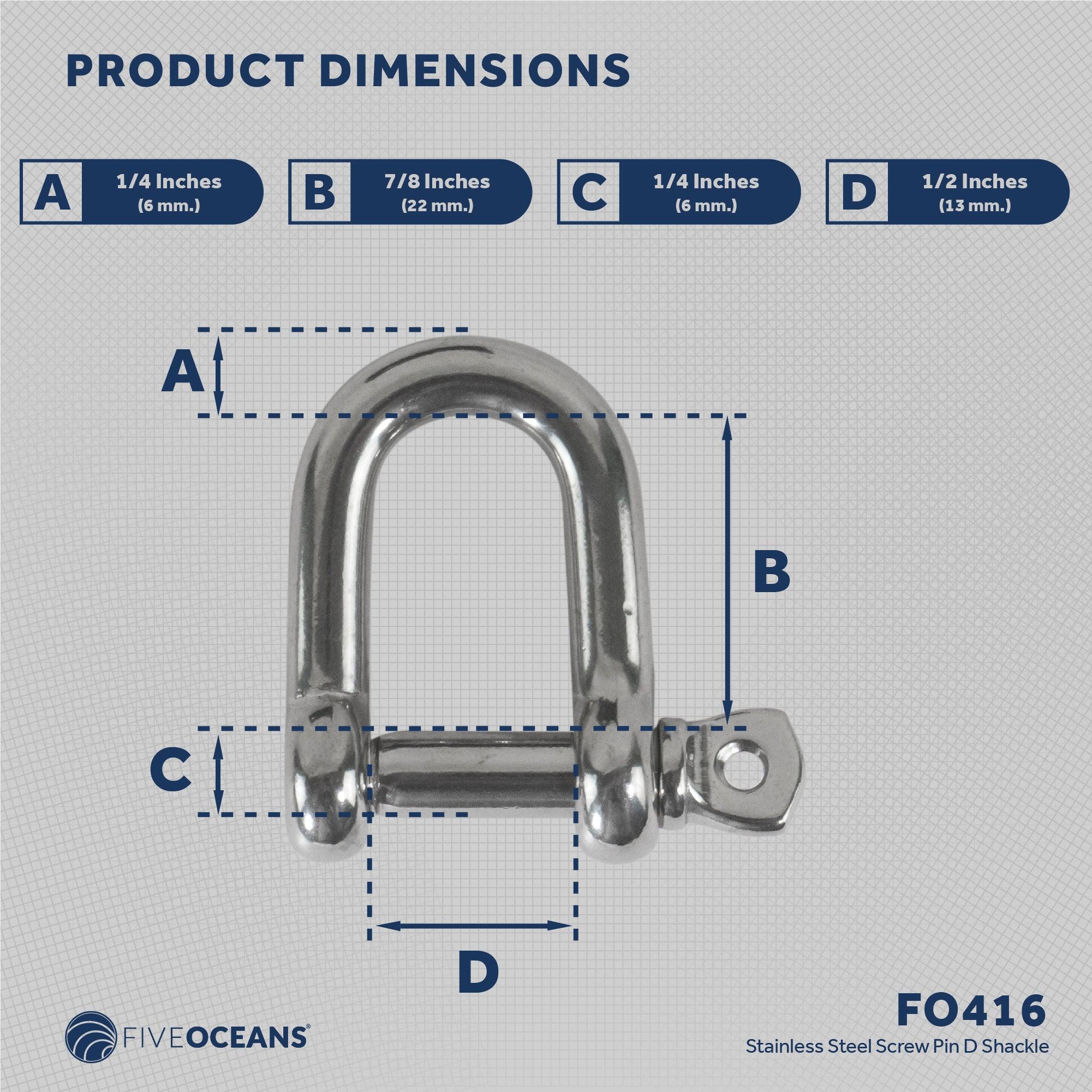 1/4 Captive Pin Shackles, Stainless Steel Anchor Shackle for Boat, Sailboat FO416-Canadian Marine &amp; Outdoor Equipment