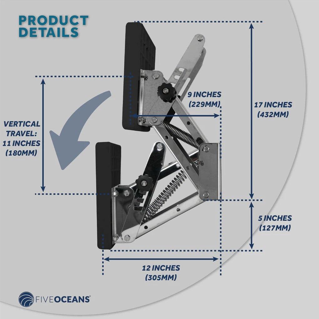 Marine Boat Adjustable Outboard Motor Bracket, Heavy Duty, AISI316 Stainless-Steel for 2 and 4 Stroke Outboards Up to 130lbs 60kg, Black Poly Mounting Board 25HP | Canadian Marine & Outdoor Equipment