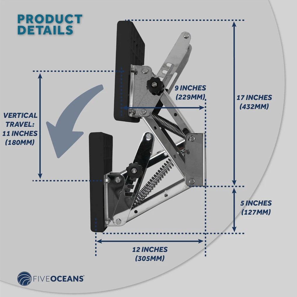 Marine Boat Adjustable Outboard Motor Bracket, Heavy Duty, AISI316 Stainless-Steel for 2 and 4 Stroke Outboards Up to 130lbs 60kg, Black Poly Mounting Board 25HP-Canadian Marine &amp; Outdoor Equipment