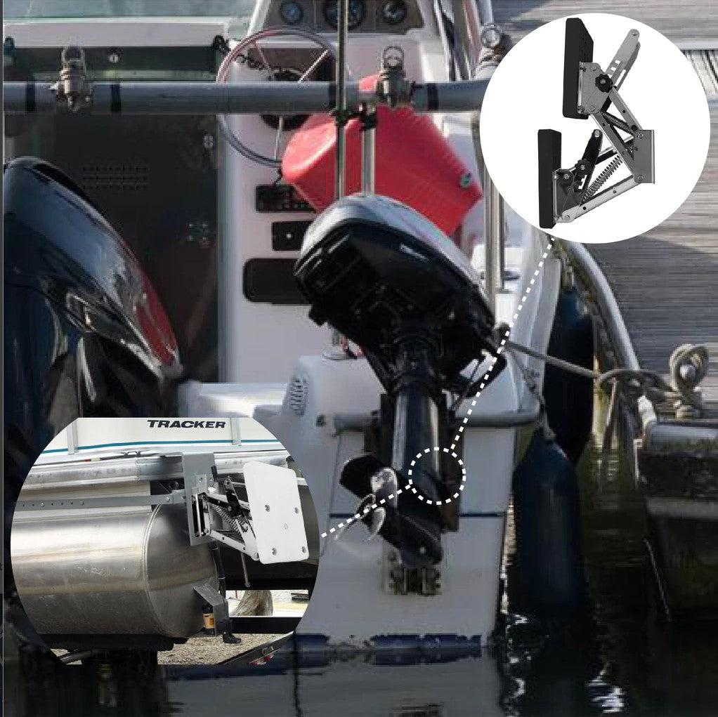 Marine Boat Adjustable Outboard Motor Bracket, Heavy Duty, AISI316 Stainless-Steel for 2 and 4 Stroke Outboards Up to 130lbs 60kg, Black Poly Mounting Board 25HP-Canadian Marine &amp; Outdoor Equipment