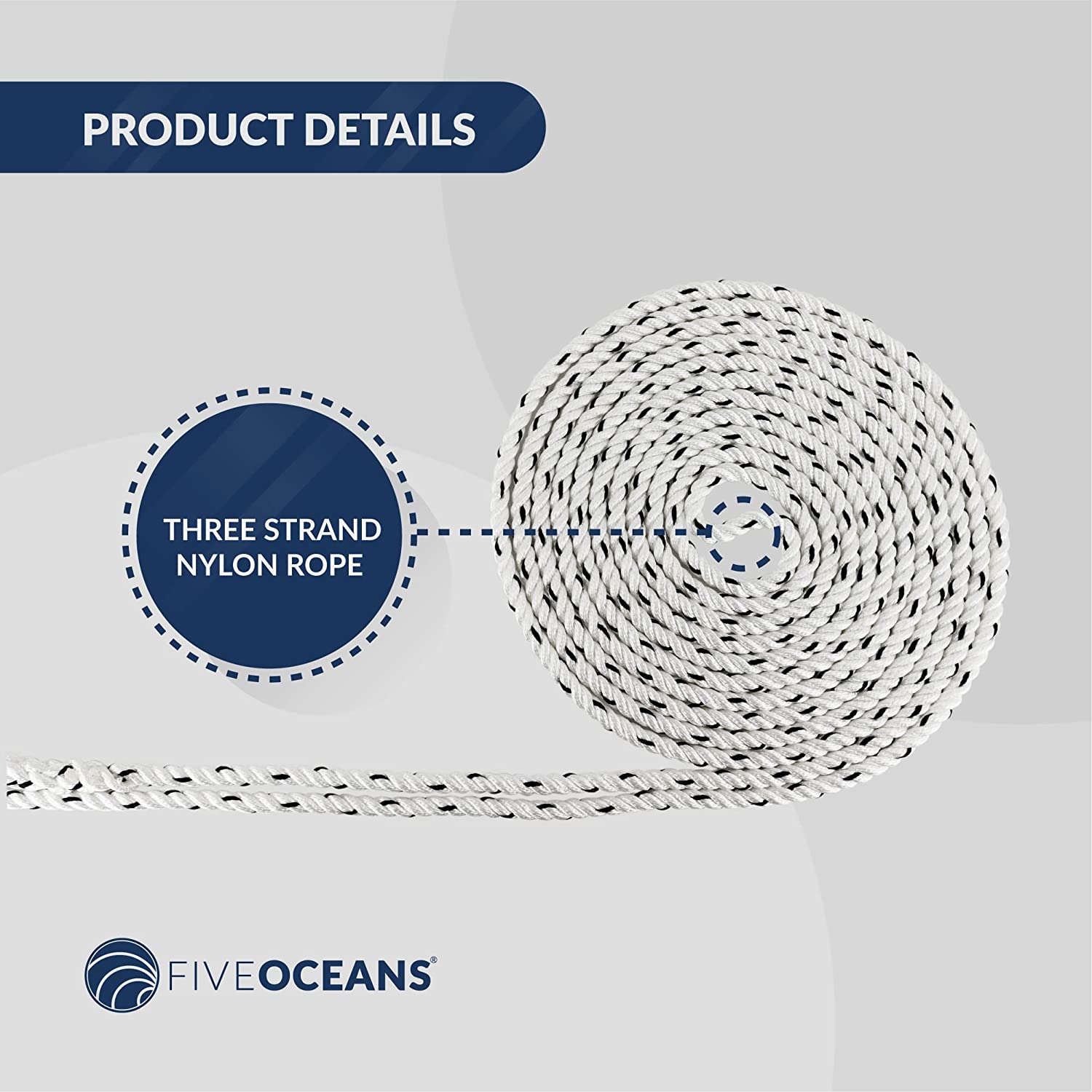Nylon Three Strand Windlass Rope 9/16"x150FT w/ Calibrated Galvanized 5/16"x20FT HT G4 Chain, Pre-Spliced - Five Oceans-Canadian Marine &amp; Outdoor Equipment