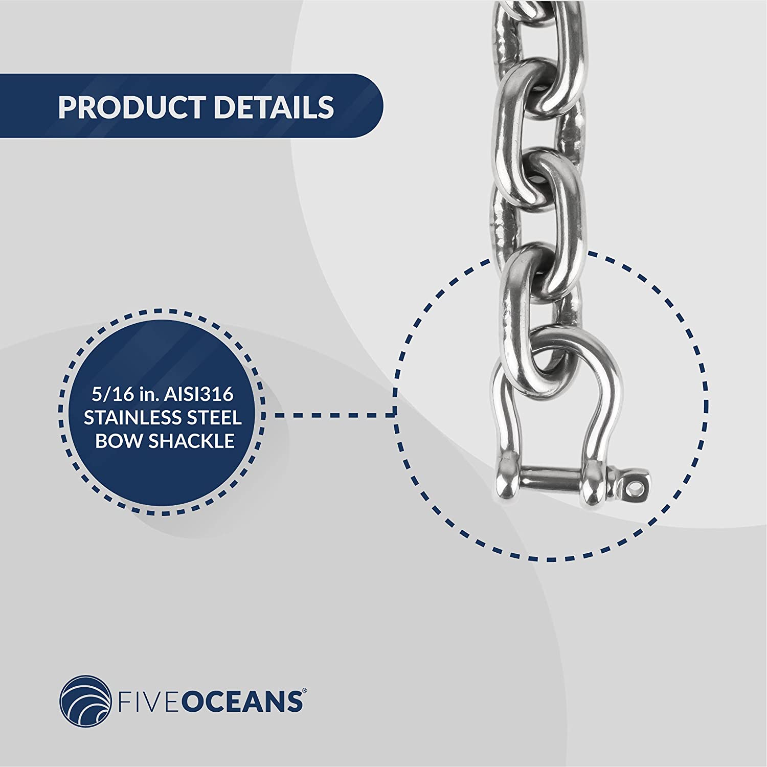 Nylon Three Strand Windlass Rope 9/16"x150FT w/ Calibrated Galvanized 5/16"x20FT HT G4 Chain, Pre-Spliced - Five Oceans-Canadian Marine &amp; Outdoor Equipment