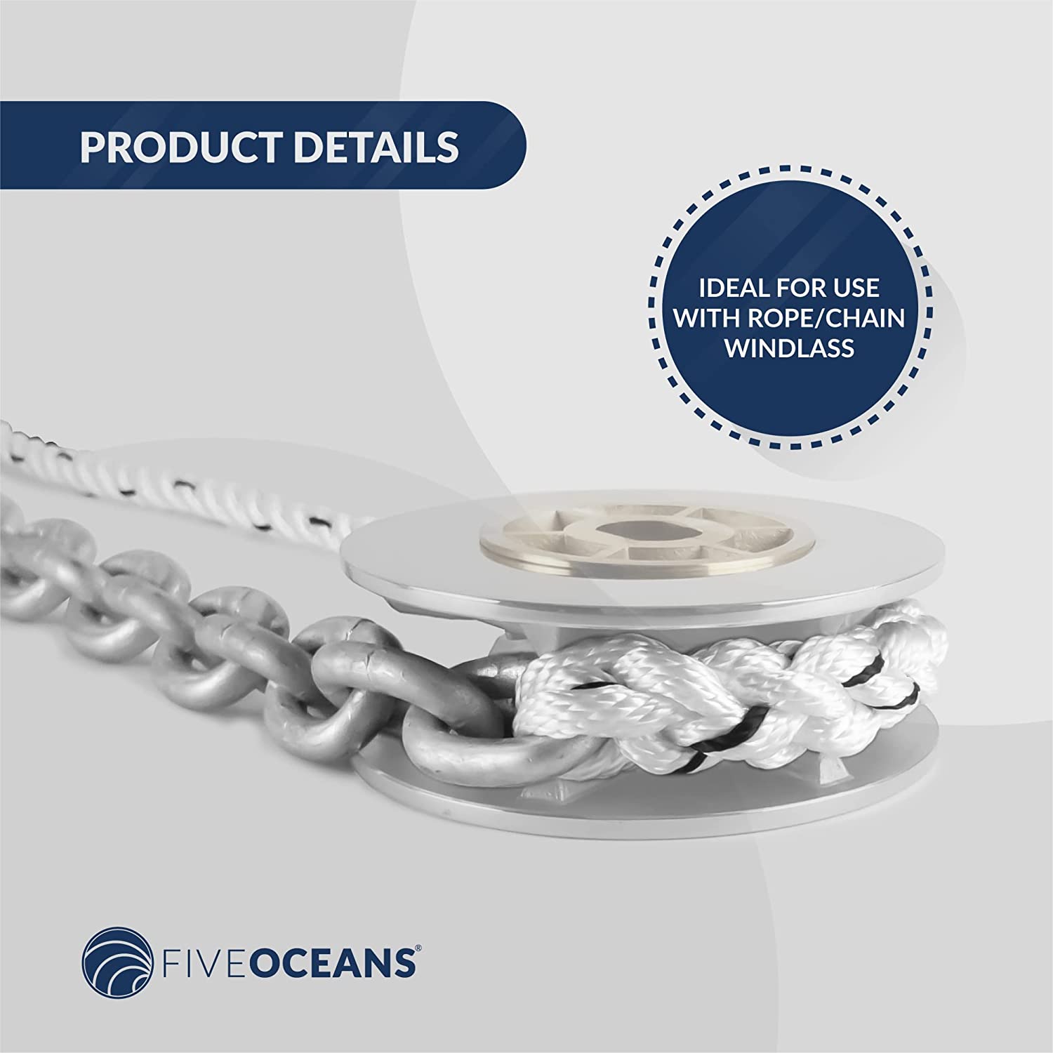 Nylon Three Strand Windlass Rope 9/16"x150FT w/ Calibrated Galvanized 5/16"x20FT HT G4 Chain, Pre-Spliced - Five Oceans-Canadian Marine &amp; Outdoor Equipment