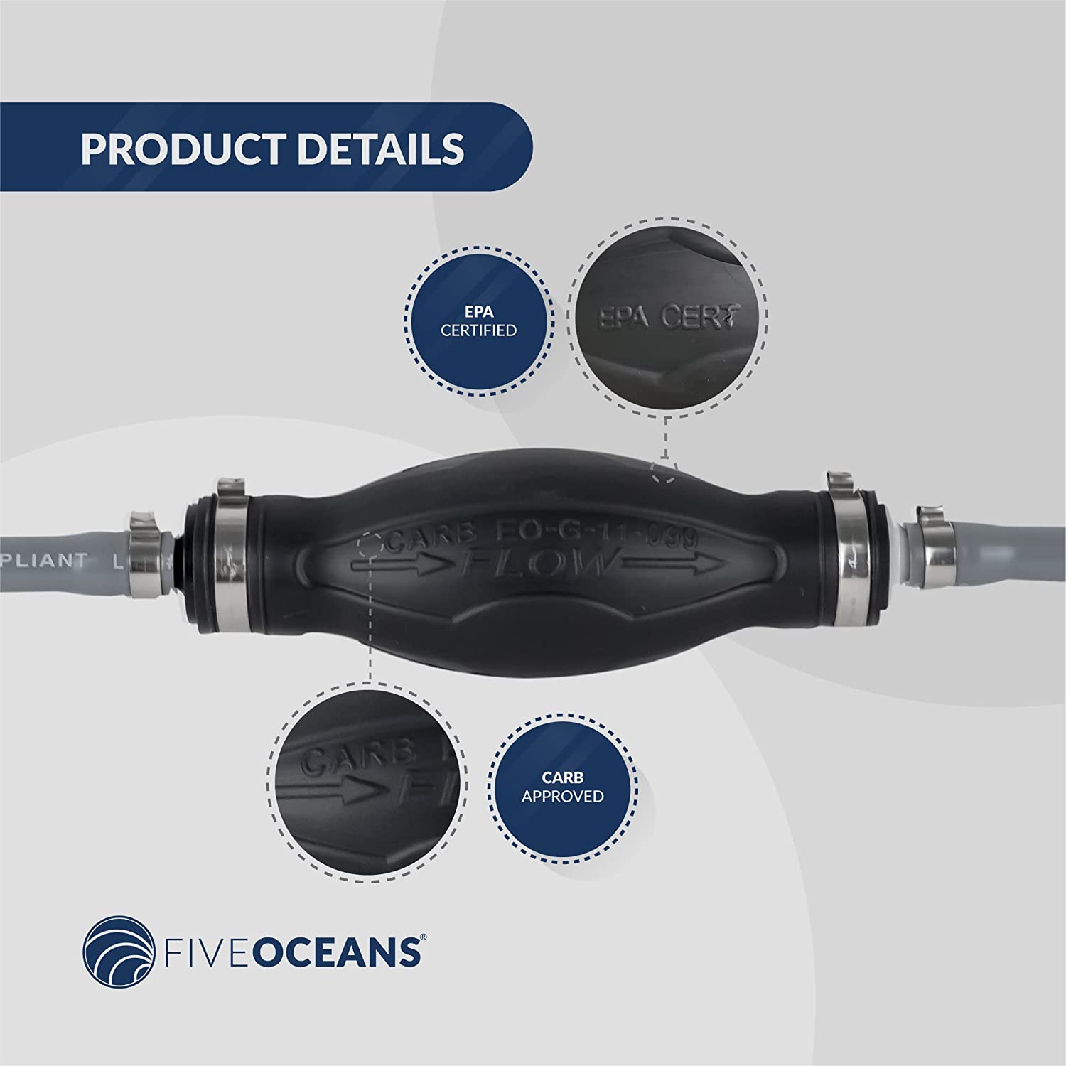 Fuel Line Kit for OMC, Johnson/Evinrude 5/16" Hose - FIVE OCEANS-Canadian Marine &amp; Outdoor Equipment