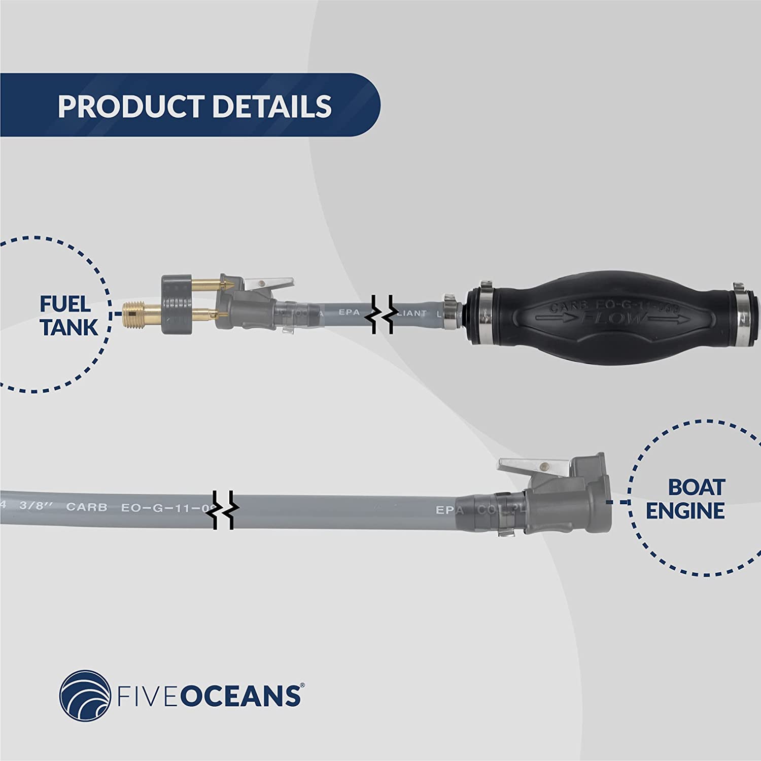 Fuel Line Kit for OMC, Johnson/Evinrude 5/16" Hose - FIVE OCEANS-Canadian Marine &amp; Outdoor Equipment