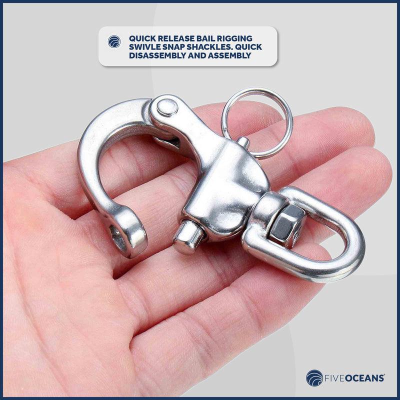Stainless Steel Swivel Eye Snap Bail Shackle, 3 1/2" (SET OF 2)-Canadian Marine &amp; Outdoor Equipment