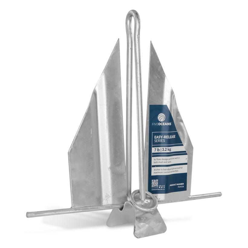 Easy-Release Danforth Anchor Series - Hot Dipped Galvanized Steel with slip ring shank, 7 lb-Canadian Marine &amp; Outdoor Equipment