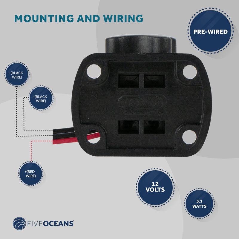 LED Anchor Navigation Light, 10.5" Fixed Mount, 2NM - Five Oceans-Canadian Marine &amp; Outdoor Equipment