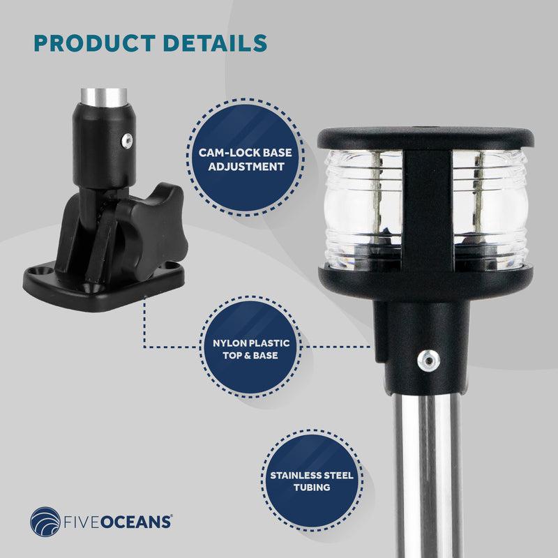 LED Anchor Navigation Light, 10.5" Fixed Mount, 2NM - Five Oceans-Canadian Marine &amp; Outdoor Equipment