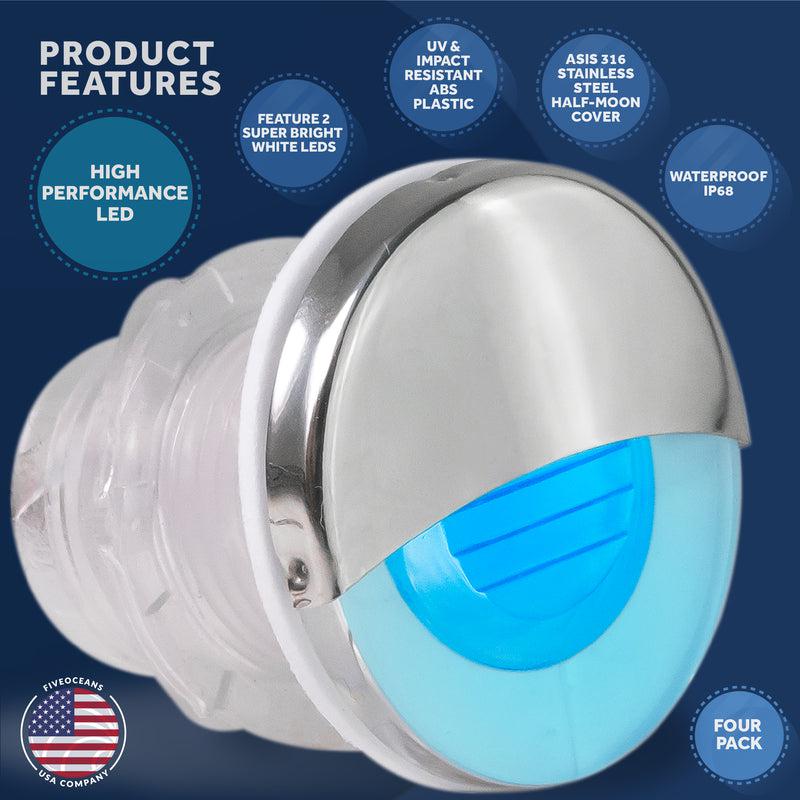 Livewell Courtesy Light, Round Accent, Blue LED, 4-Pack for Marine, Boat, RV, Motorhome-Canadian Marine &amp; Outdoor Equipment