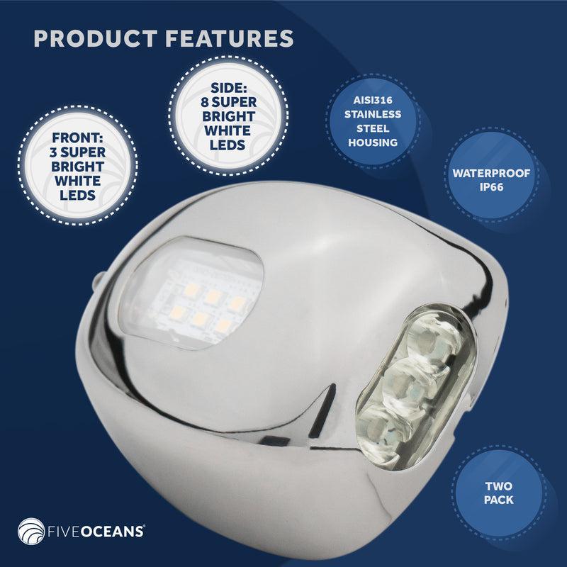 LED Front and Side Light for Docking, 2-Pack - Five Oceans-Canadian Marine &amp; Outdoor Equipment