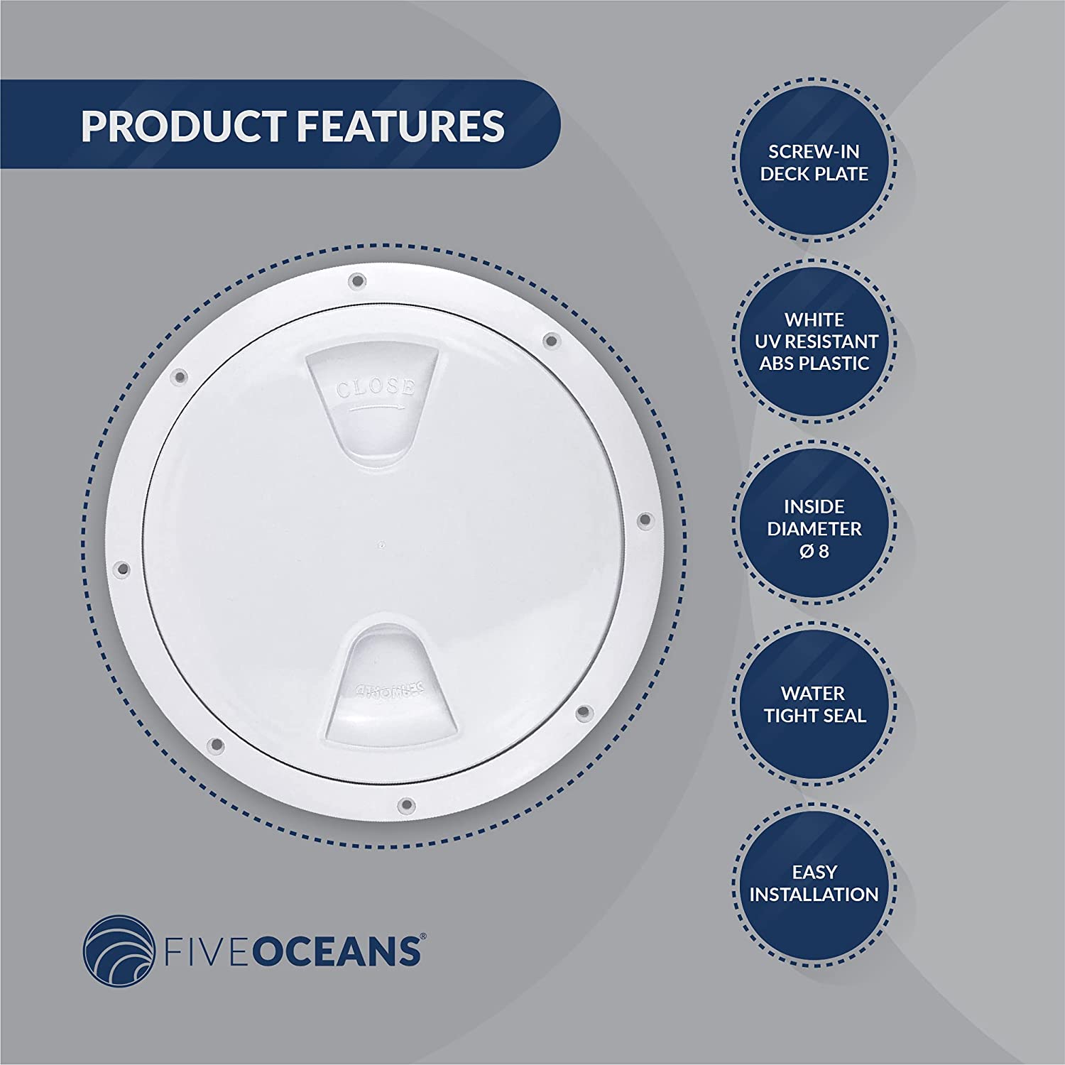 Plastic 8" Deck Inspection Access Plate for Boats & RVs- Five Oceans (BC 571)-Canadian Marine &amp; Outdoor Equipment