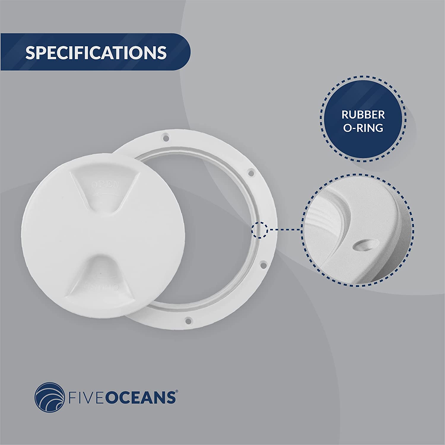 Plastic 8" Deck Inspection Access Plate for Boats & RVs- Five Oceans (BC 571)-Canadian Marine &amp; Outdoor Equipment