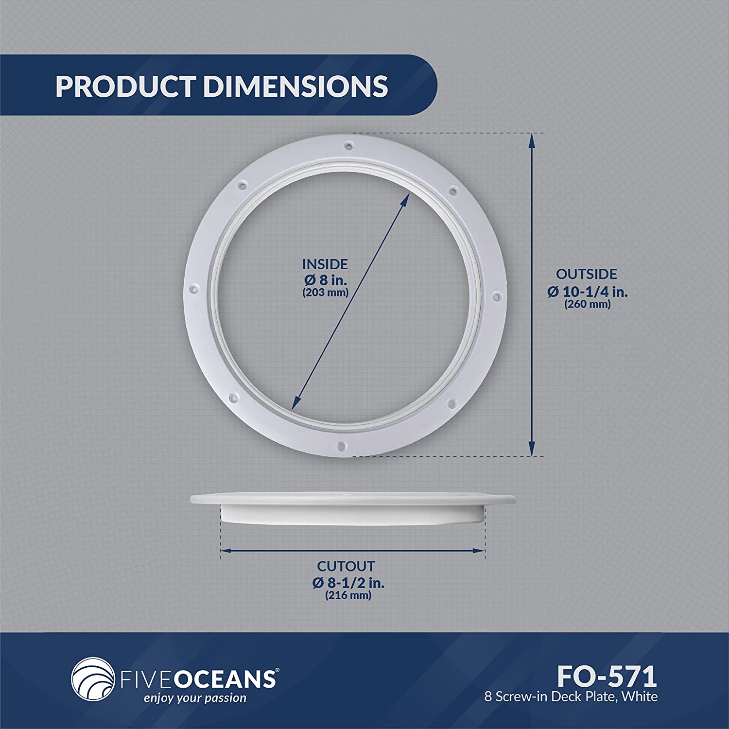 Plastic 8" Deck Inspection Access Plate for Boats & RVs- Five Oceans (BC 571)-Canadian Marine &amp; Outdoor Equipment
