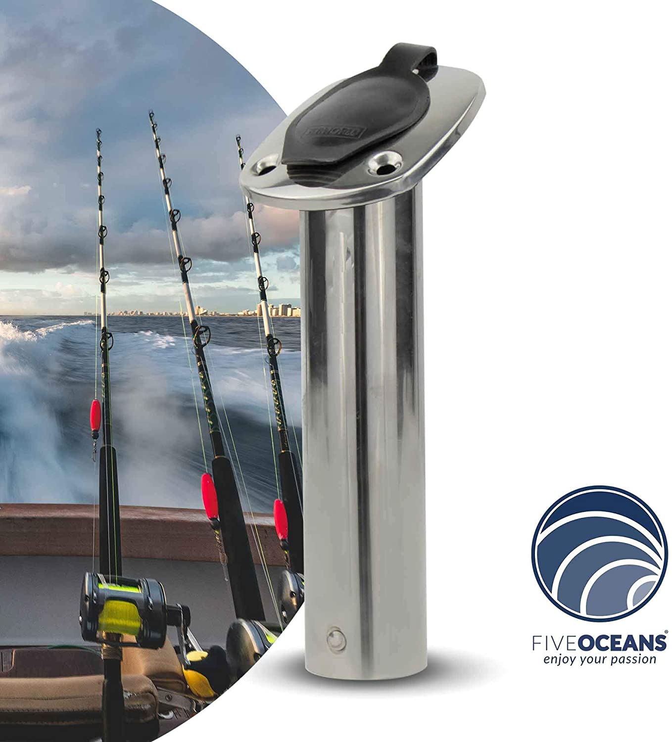 Marine Stainless Steel Flush-Mount Fishing Rod Holder-Canadian Marine &amp; Outdoor Equipment