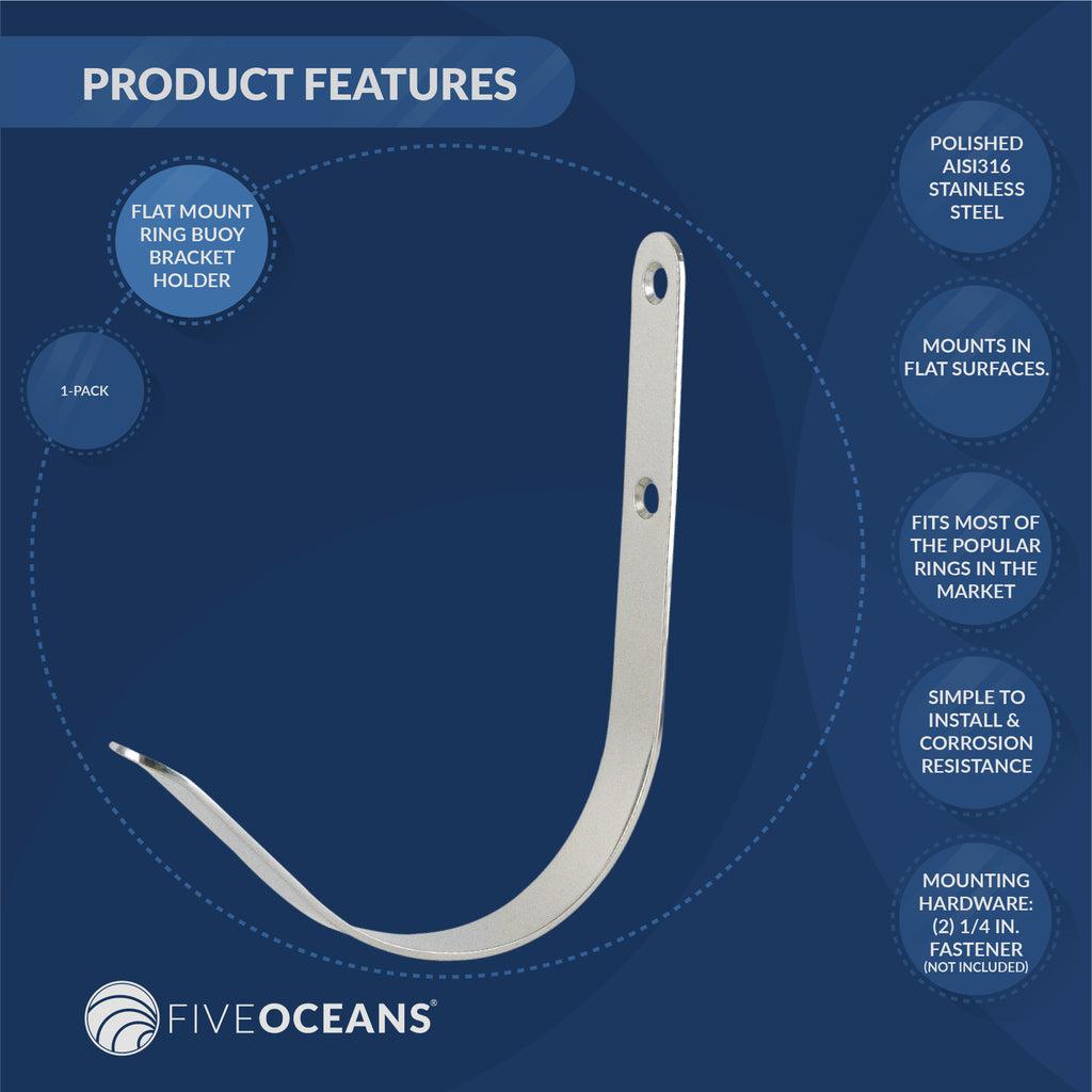 Flat Mount Ring Buoy Bracket Holder | Stainless Steel - Five Oceans-Canadian Marine &amp; Outdoor Equipment