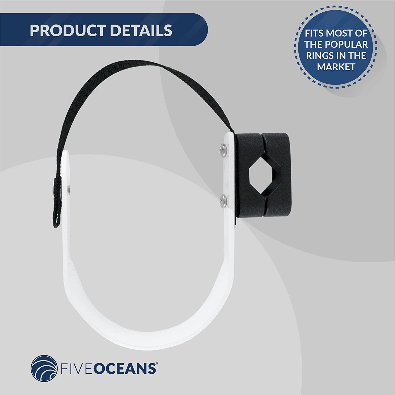 Ring Buoy Mounting Bracket Holder | White Aluminum with Nylon Strap-Canadian Marine &amp; Outdoor Equipment