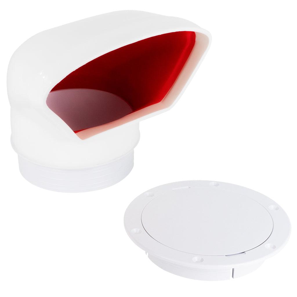 3" Marine Deluxe Low Profile Pac Cowl Vent White & Red for Boat - Five Oceans (BC 88)-Canadian Marine &amp; Outdoor Equipment