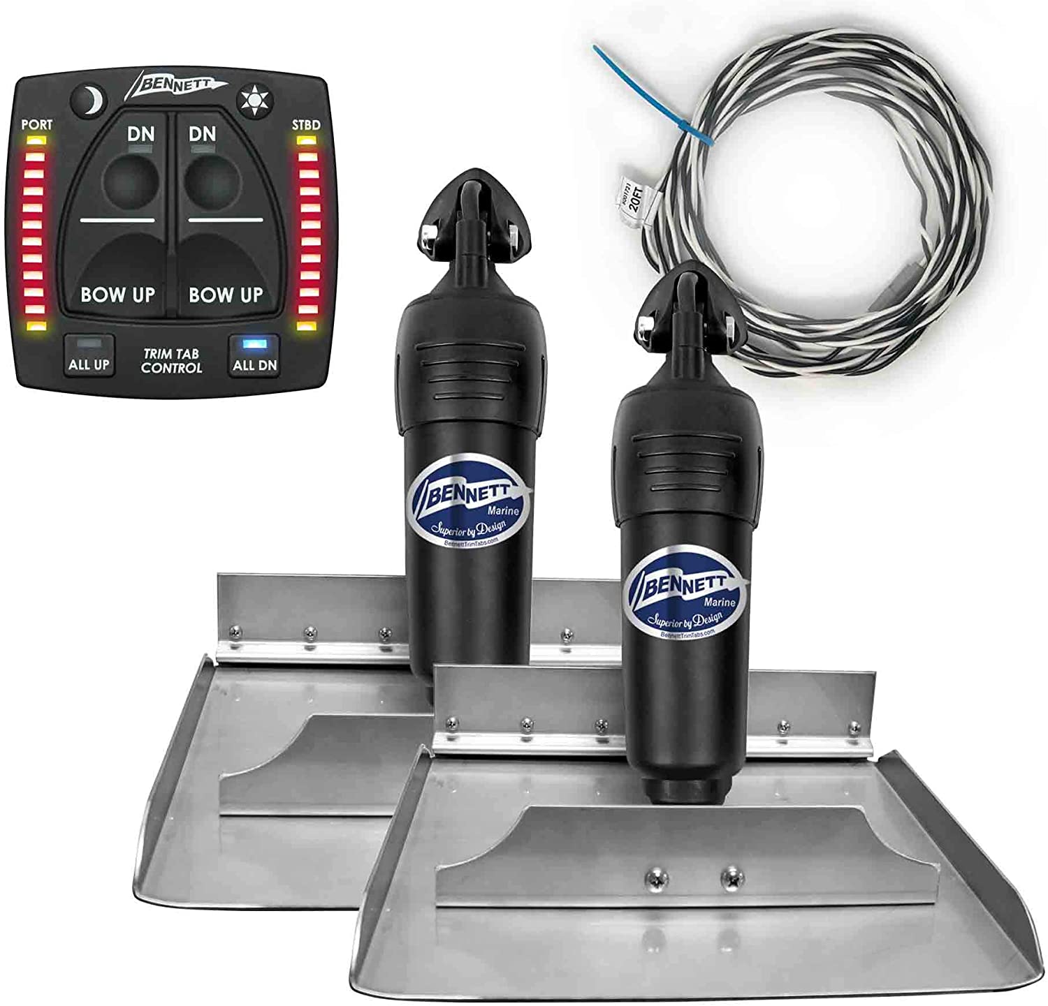 Bennett Complete Kit BOLT Electric Trim Tab with 2020 Integrated Helm Control - 12x12 inches-Canadian Marine &amp; Outdoor Equipment