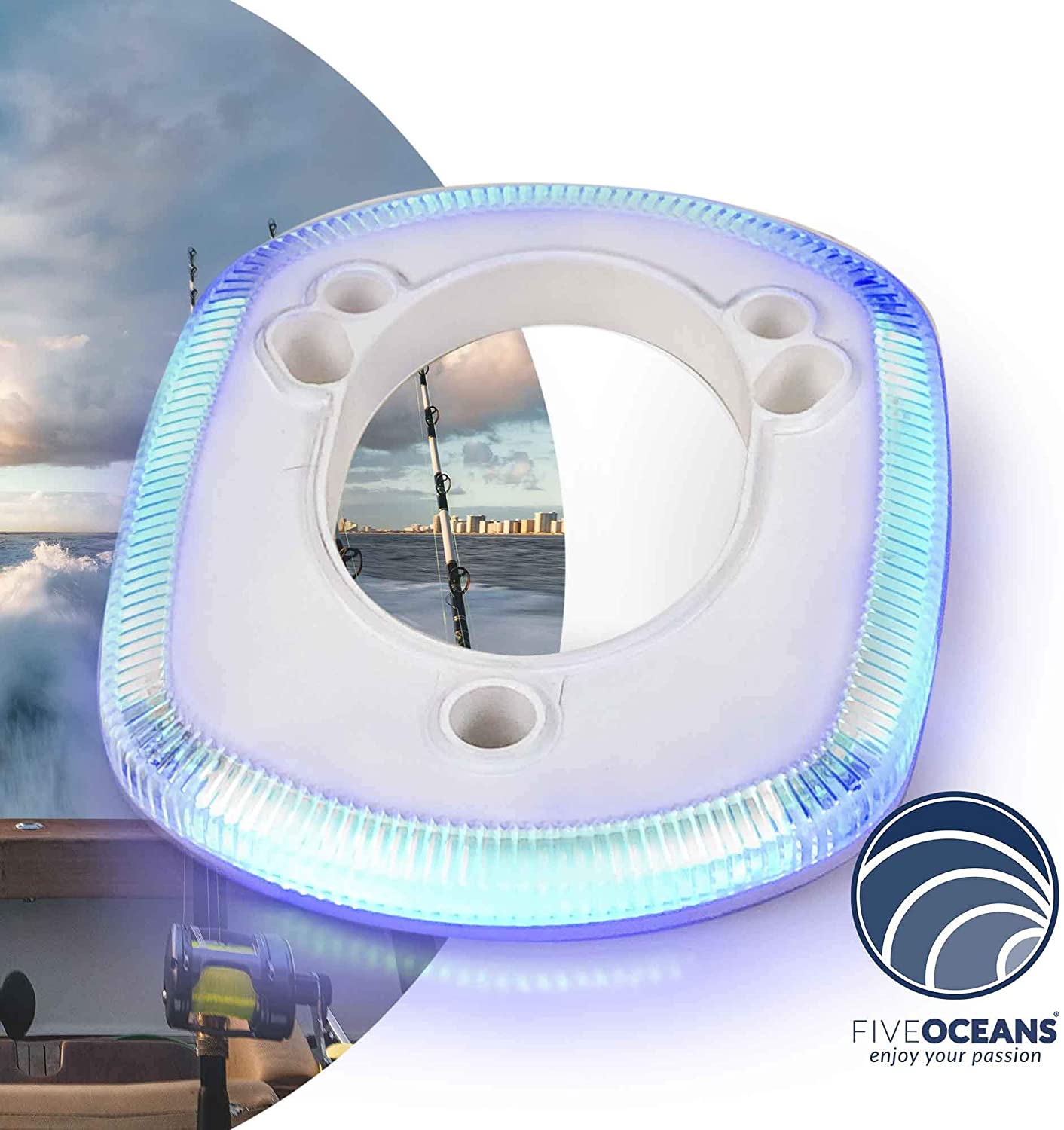 Blue LED Rod Holder Accent Bezel Ring - Five Oceans-Canadian Marine &amp; Outdoor Equipment