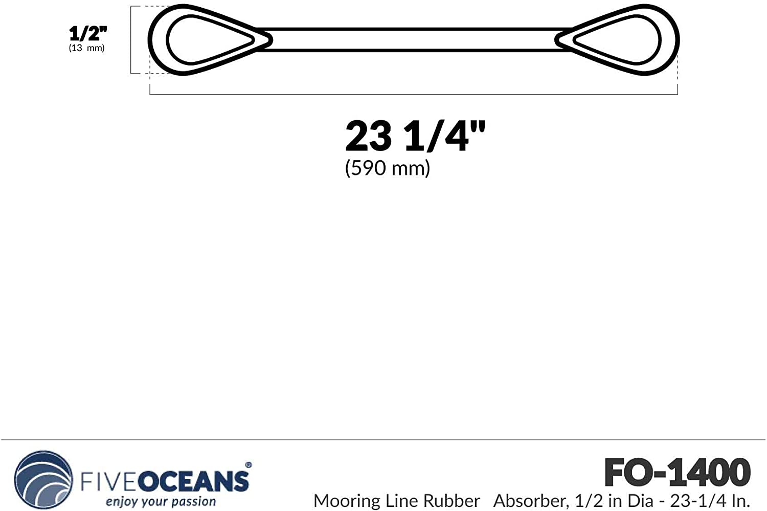 Boat Mooring Line Rubber Snubbers Shock Absorber, 1/2" in Dia - 23-1/4" Length - Five Oceans-Canadian Marine &amp; Outdoor Equipment