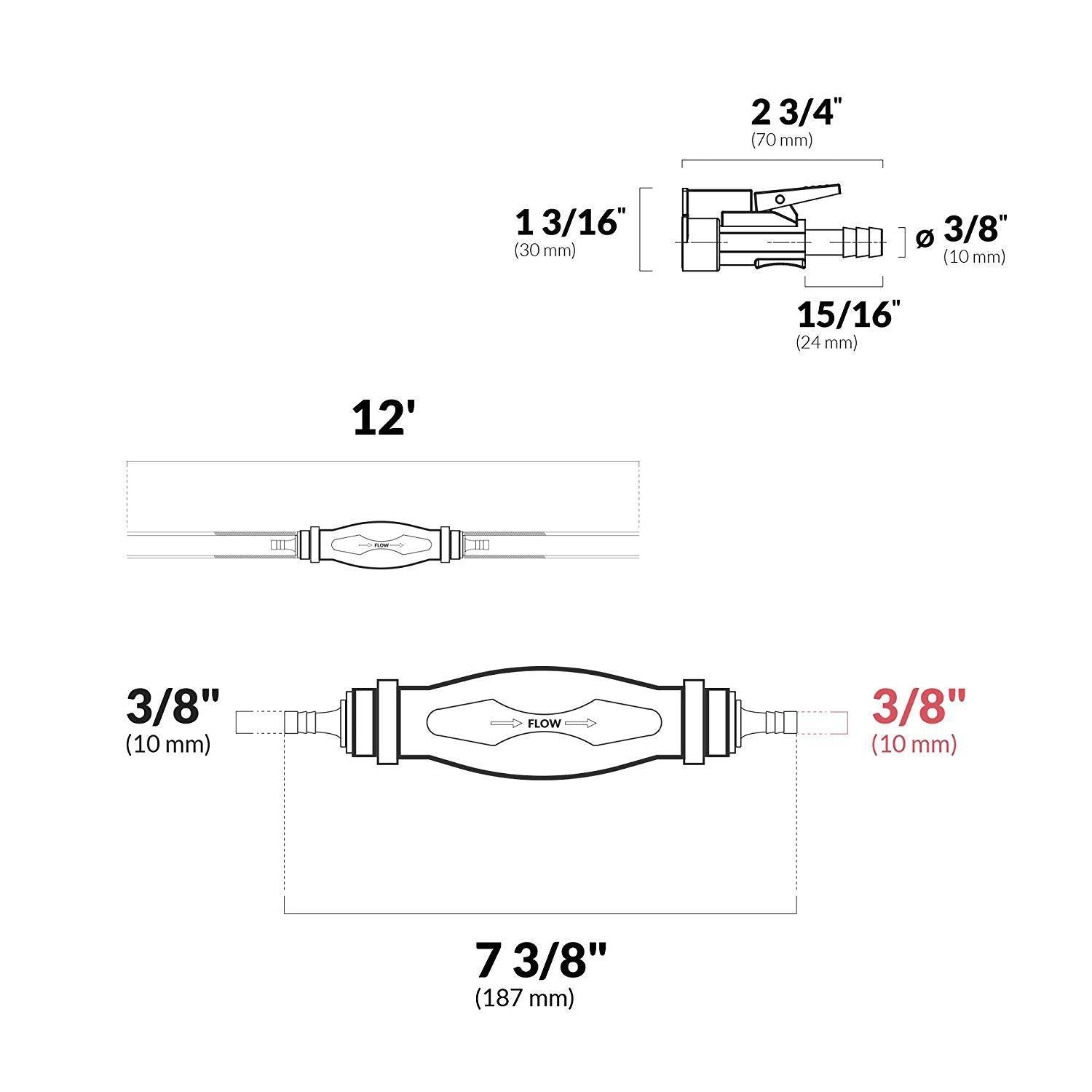 EPA Fuel Line Kit for Mercury 1998 & Up, 6' x 3/8" Hose-Canadian Marine &amp; Outdoor Equipment