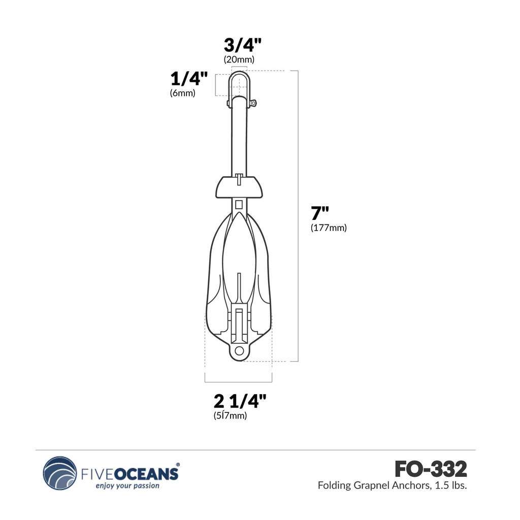 Folding Grapnel Anchors Galvanized Hot-Dipped - 1.5 lbs | 0.7 kg - Five Oceans-Canadian Marine &amp; Outdoor Equipment