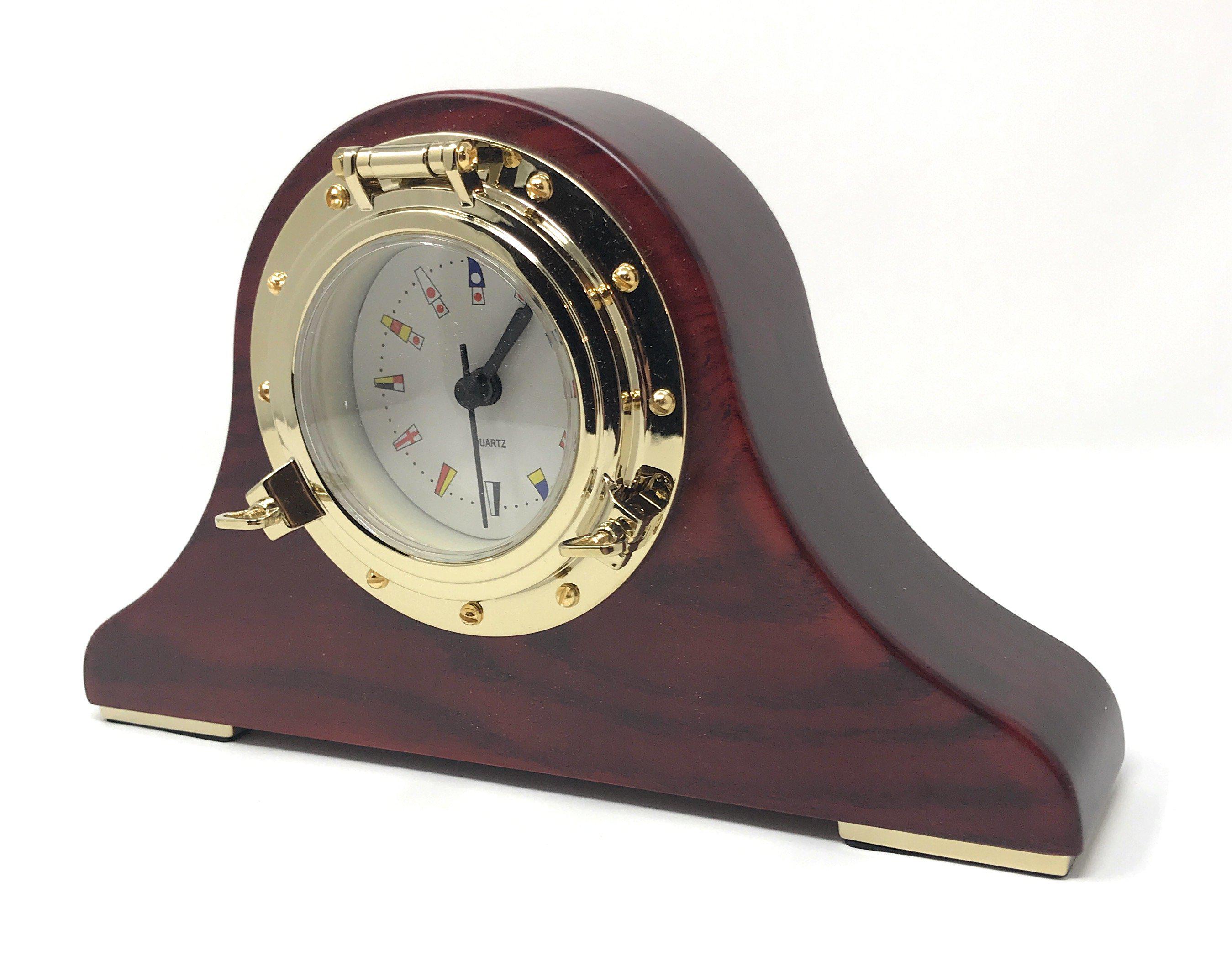 Golden Porthole Desk Quartz Clock - Five Oceans-Canadian Marine &amp; Outdoor Equipment