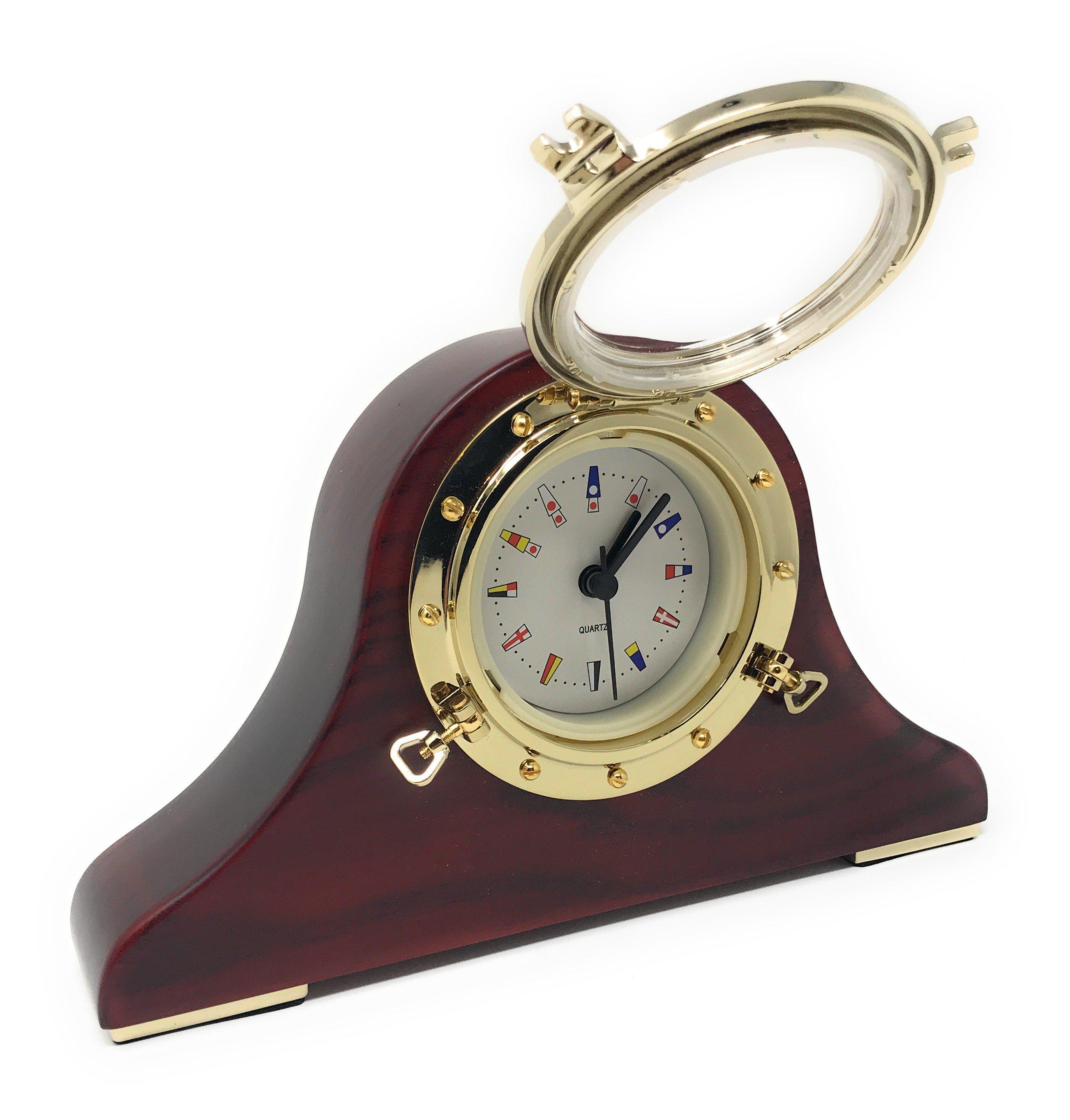 Golden Porthole Desk Quartz Clock - Five Oceans-Canadian Marine &amp; Outdoor Equipment