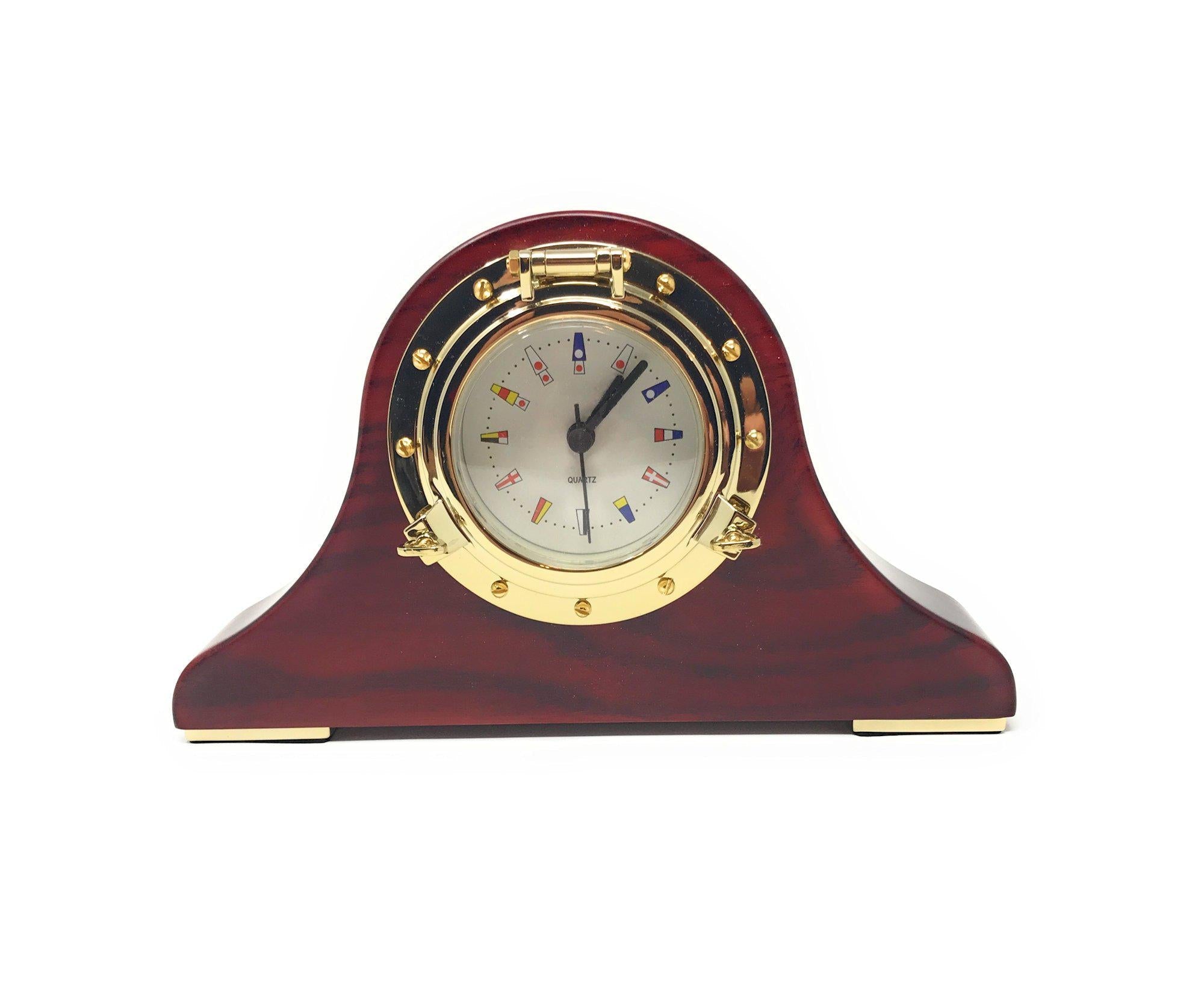 Golden Porthole Desk Quartz Clock - Five Oceans-Canadian Marine &amp; Outdoor Equipment