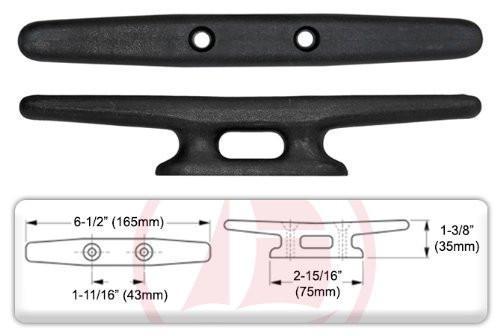 Hollow Black Nylon Open Base Cleat, 6-1/2" for Boats and docks - Five Oceans | Canadian Marine & Outdoor Equipment