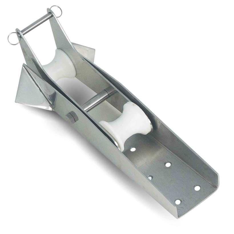 Heavy-Duty Hinged / Pivoting Self-launching Anchor Bow Roller with Delrin Rollers, Length 13-1/4 inches (337mm), AISI 316 Stainless Steel-Canadian Marine &amp; Outdoor Equipment