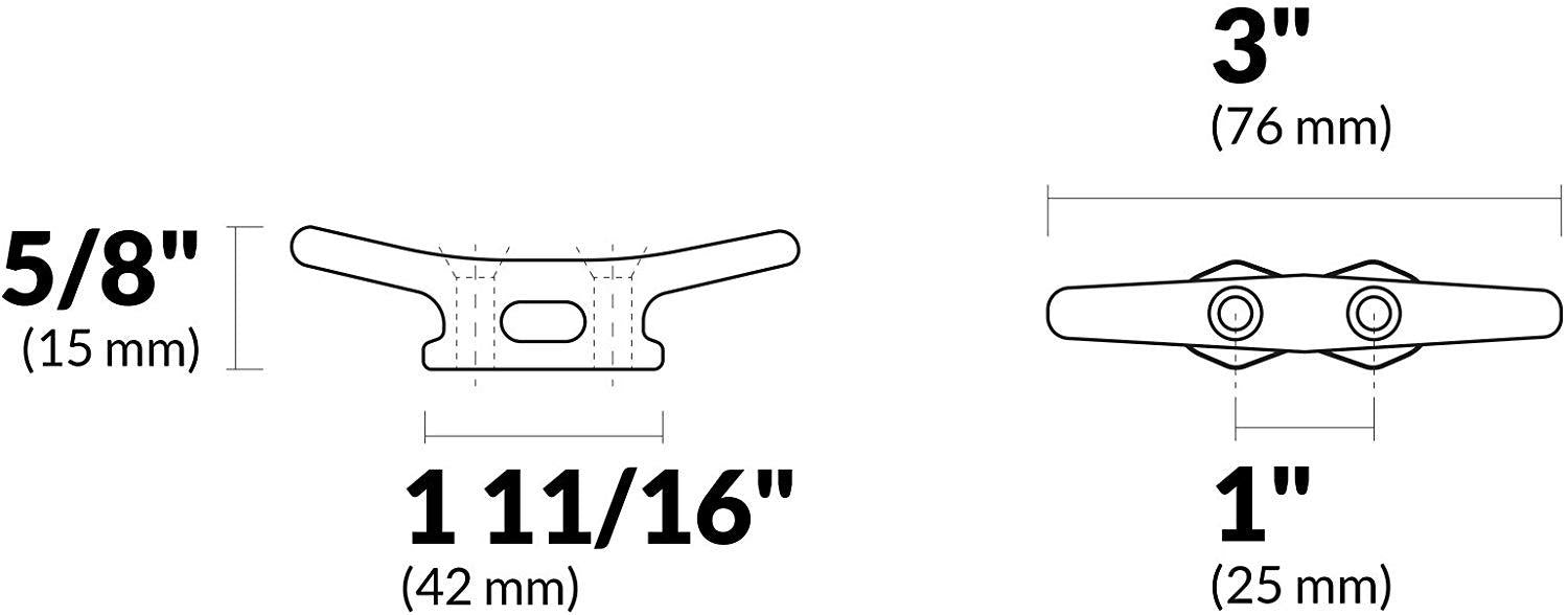 Marine Hollow Black Nylon Open Base Cleat 3" for Boats - Five Oceans-Canadian Marine &amp; Outdoor Equipment