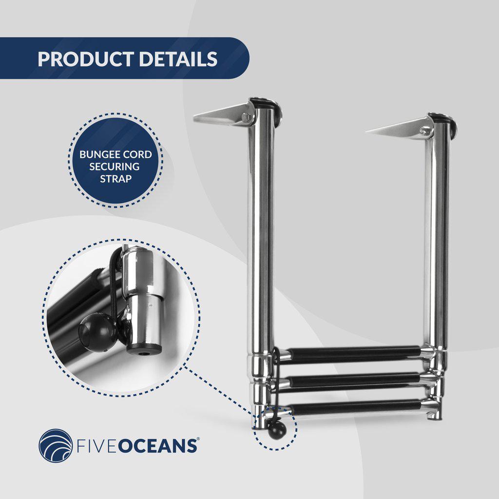 Marine Over Platform 3 Steps Telescoping Boat Ladder, Stainless Steel - Five Oceans | Canadian Marine & Outdoor Equipment