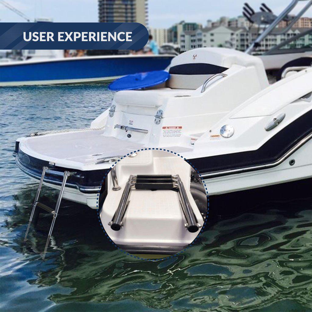 Marine Over Platform 3 Steps Telescoping Boat Ladder, Stainless Steel - Five Oceans | Canadian Marine & Outdoor Equipment