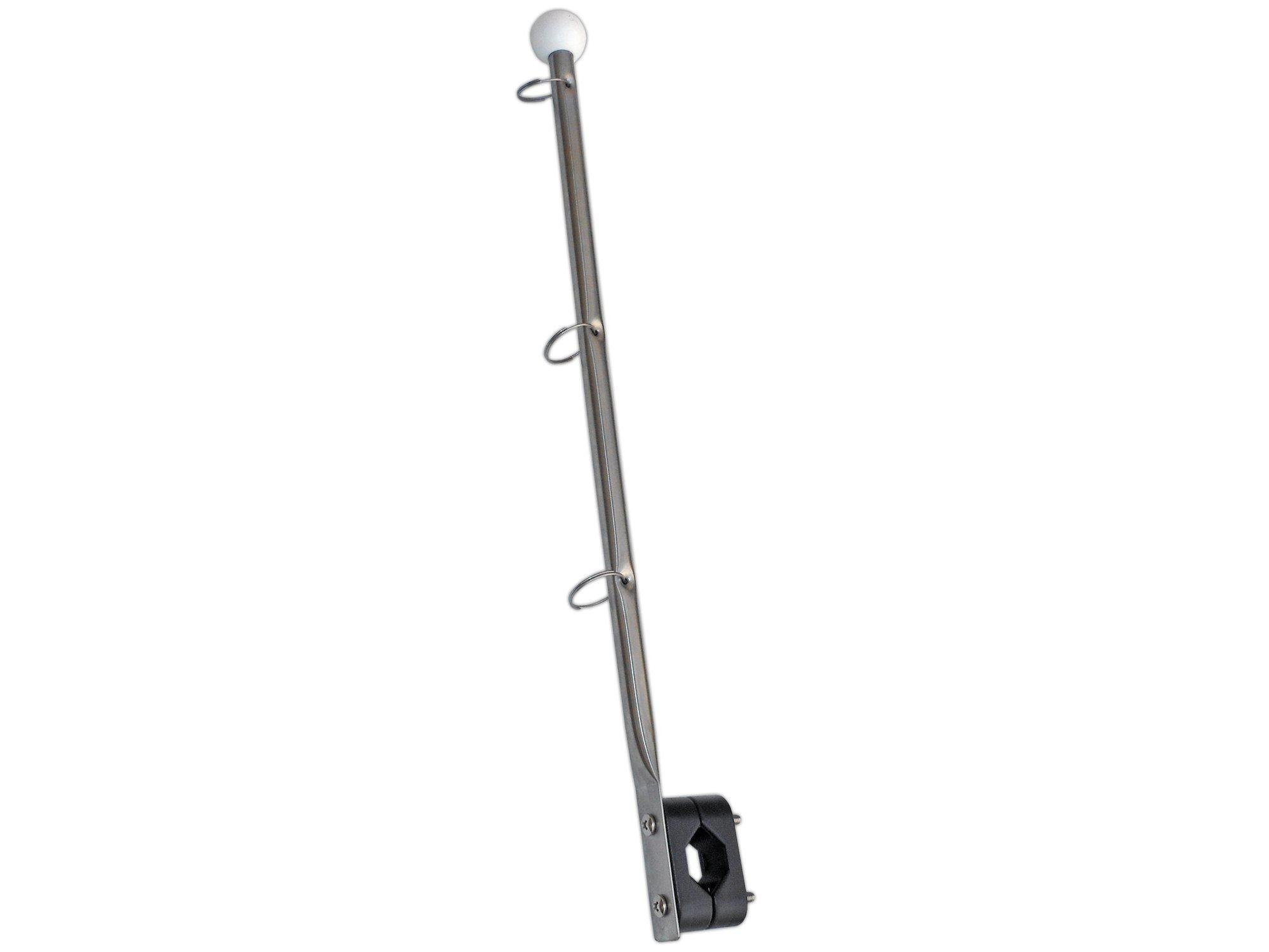 Marine Rail Mount Flag Pole Stainless Steel (7/8"-1 1/4")-Canadian Marine &amp; Outdoor Equipment