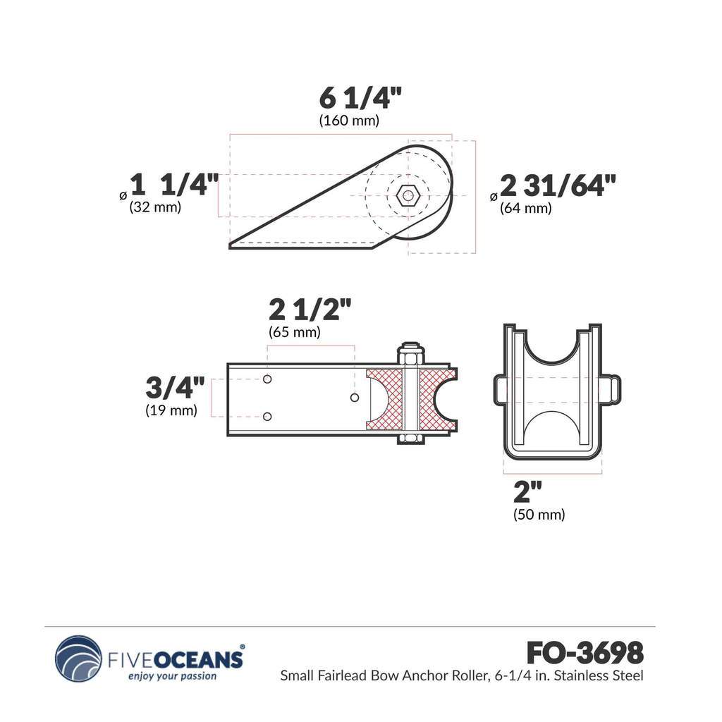 Small Fairlead Anchor Roller 6-1/4" - Five Oceans-Canadian Marine &amp; Outdoor Equipment