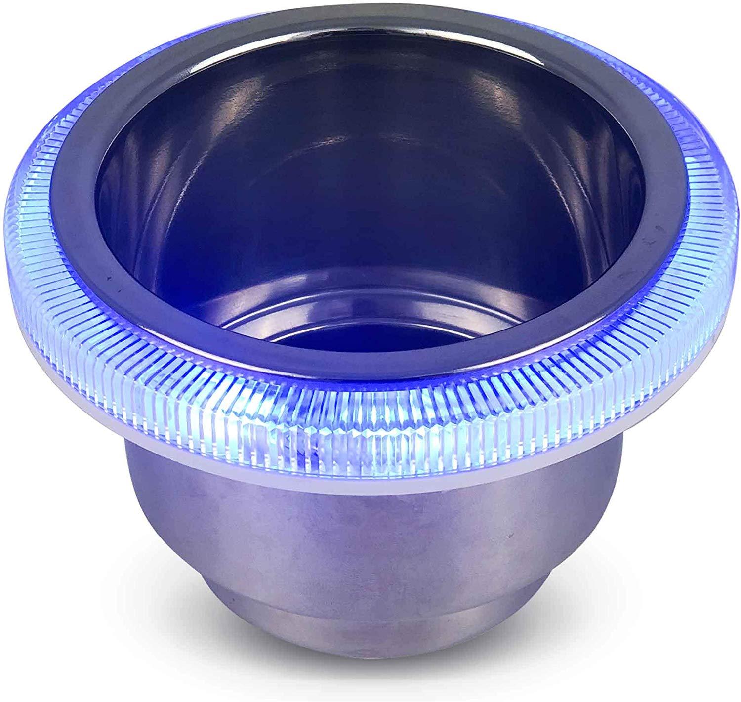 Stainless Steel Cup Drink Holder w/ BLue LED Ring Light - Five Oceans-Canadian Marine &amp; Outdoor Equipment