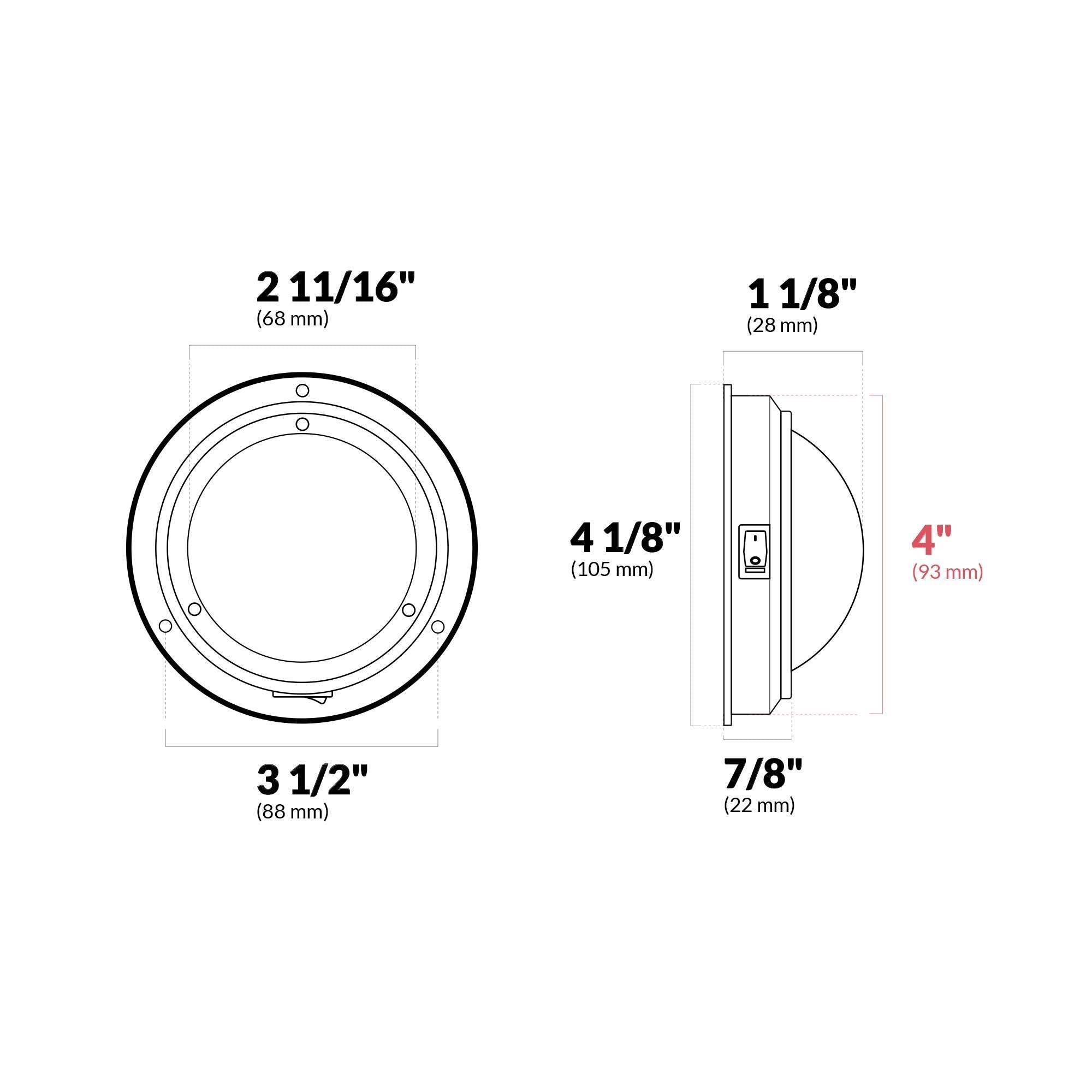 Stainless Steel LED Interior Dome Light w/ On-Off Switch, 4" Cool White (SET OF 2)-Canadian Marine &amp; Outdoor Equipment